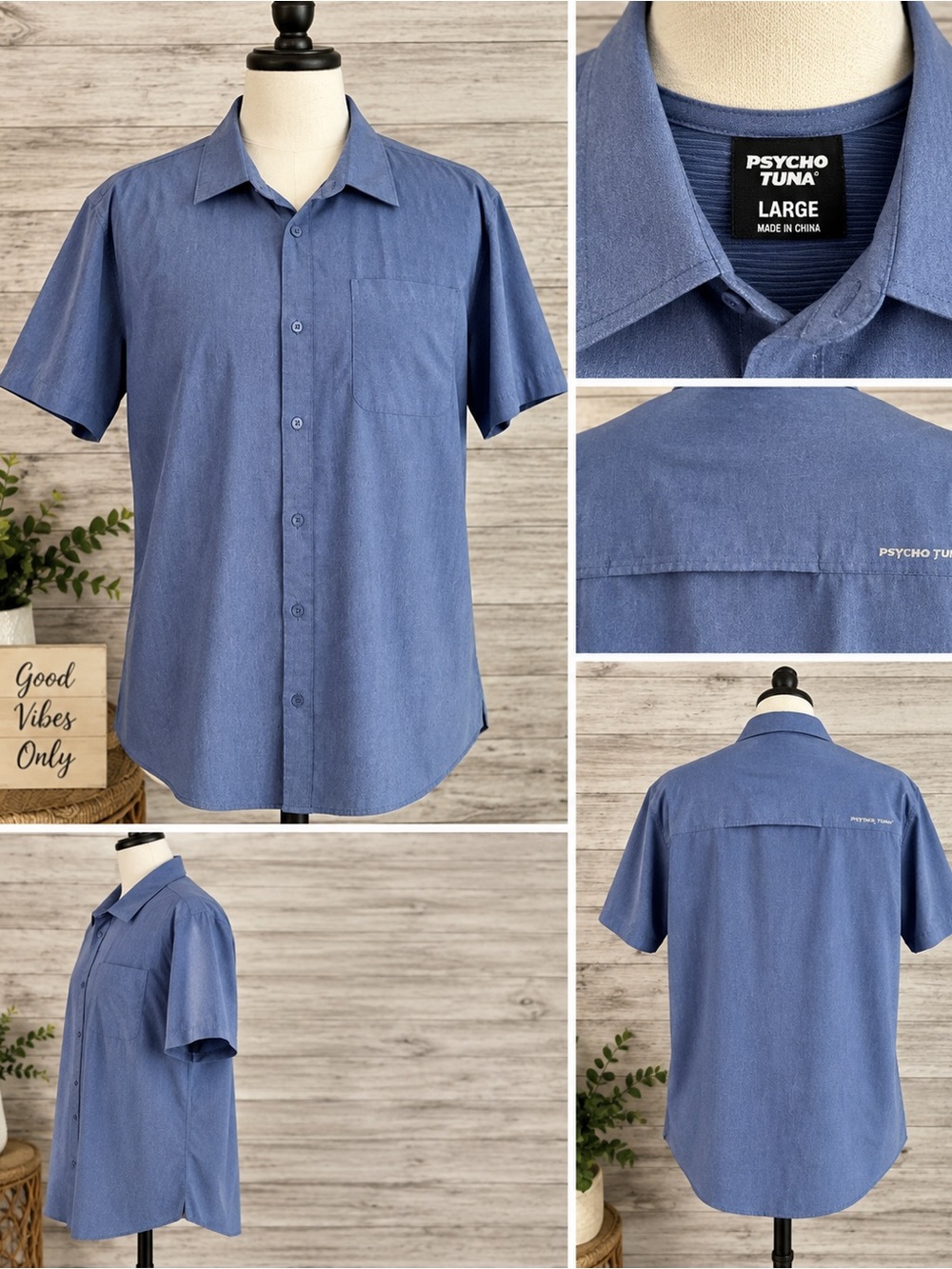 Psycho Tuna Short-Sleeve Shirt in Blue - Large